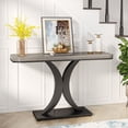 thumbnail image 3 of Tribesigns Industrial Console Tables, 40" Narrow sofa Entryway Tables with Geometric Base for Living Room, Hallway and Foyer,Gray and Black, 3 of 8