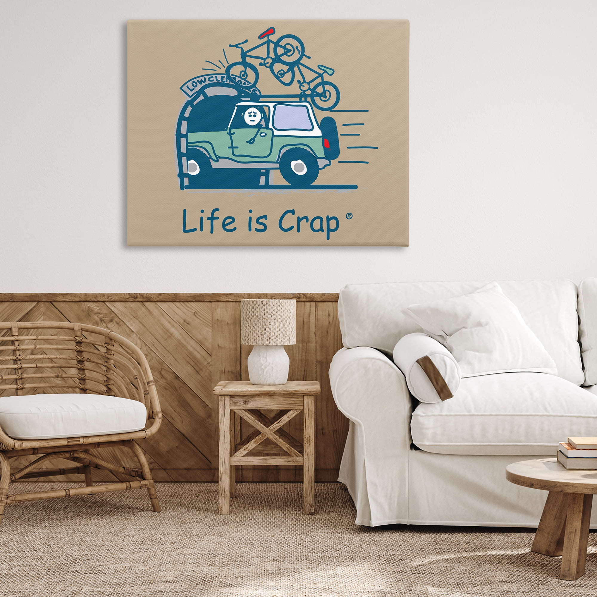 Stupell Industries Falling Bikes Overpass Novelty & Humor Painting Wrapped Canvas Art Print Wall Art, 48 x 36