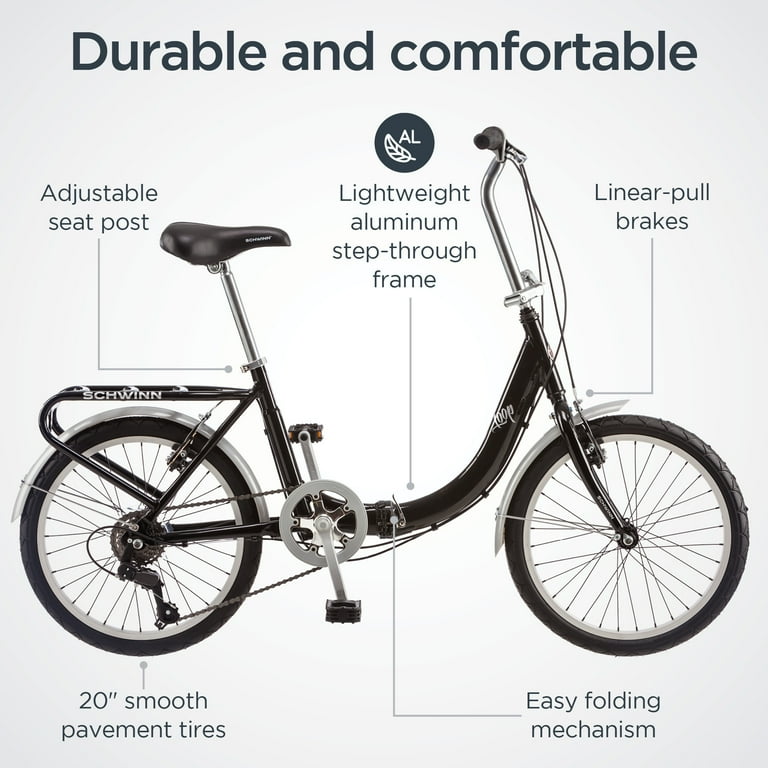 Schwinn Comfort Adult Loop Folding Commuter Bike, 20-inch