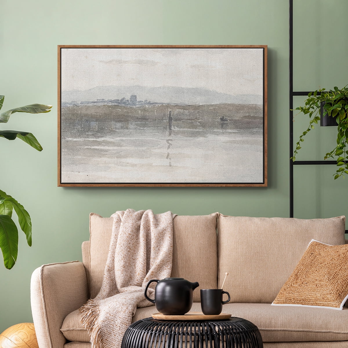 Vintage Landscape-CCCXL By Wexford Home Framed in Walnut Wood Gallery Wrapped Canvas 27 in. x 41 in.