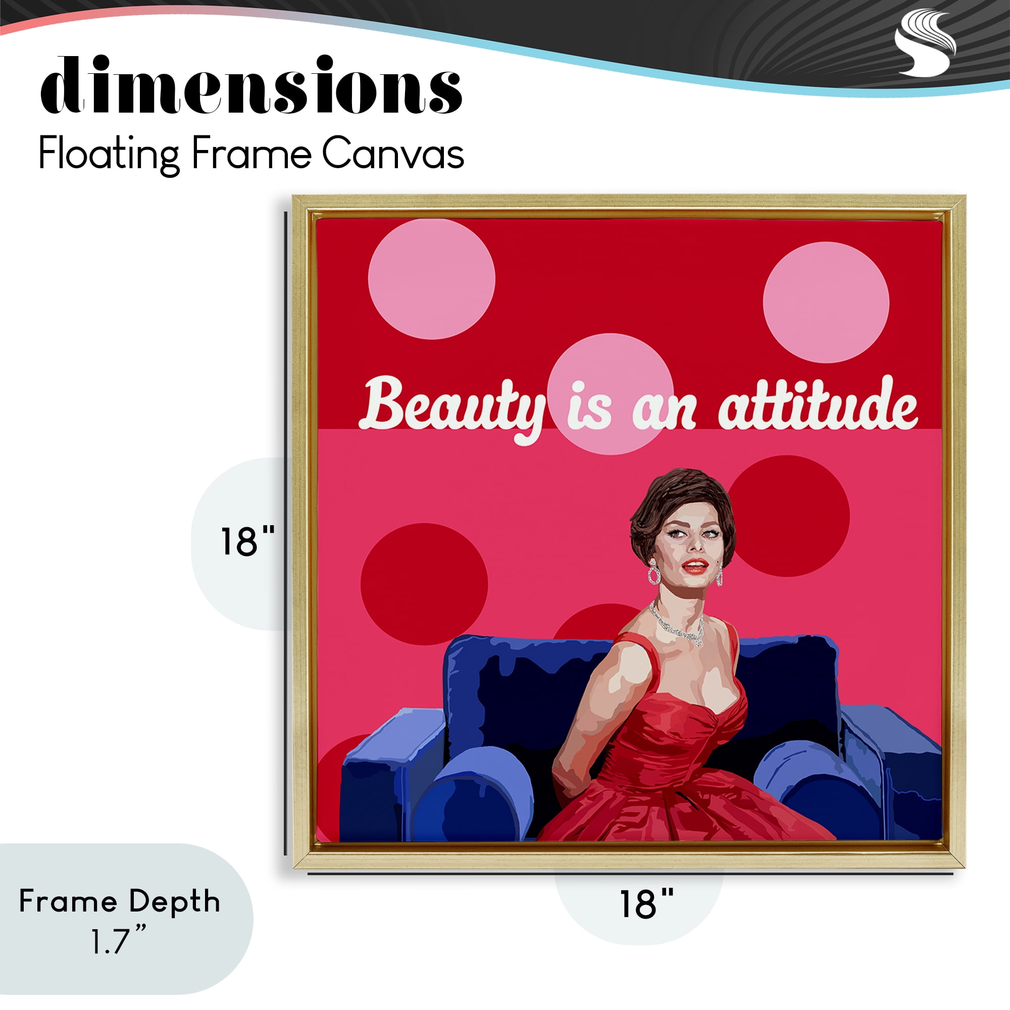 Stupell Industries Beauty Is An Attitude Gold Framed Floater Canvas Wall Art, design by Lynnda Rakos