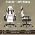 thumbnail image 3 of SOONTRANS Gaming Chair for Adults, Ergonomic Linen Fabric Computer Chair with Massage Lumbar Pillow, Gamer Game Chair with Adjustable Headrest, Comfortable Office Chair for Home, Beige and Brown, 3 of 10