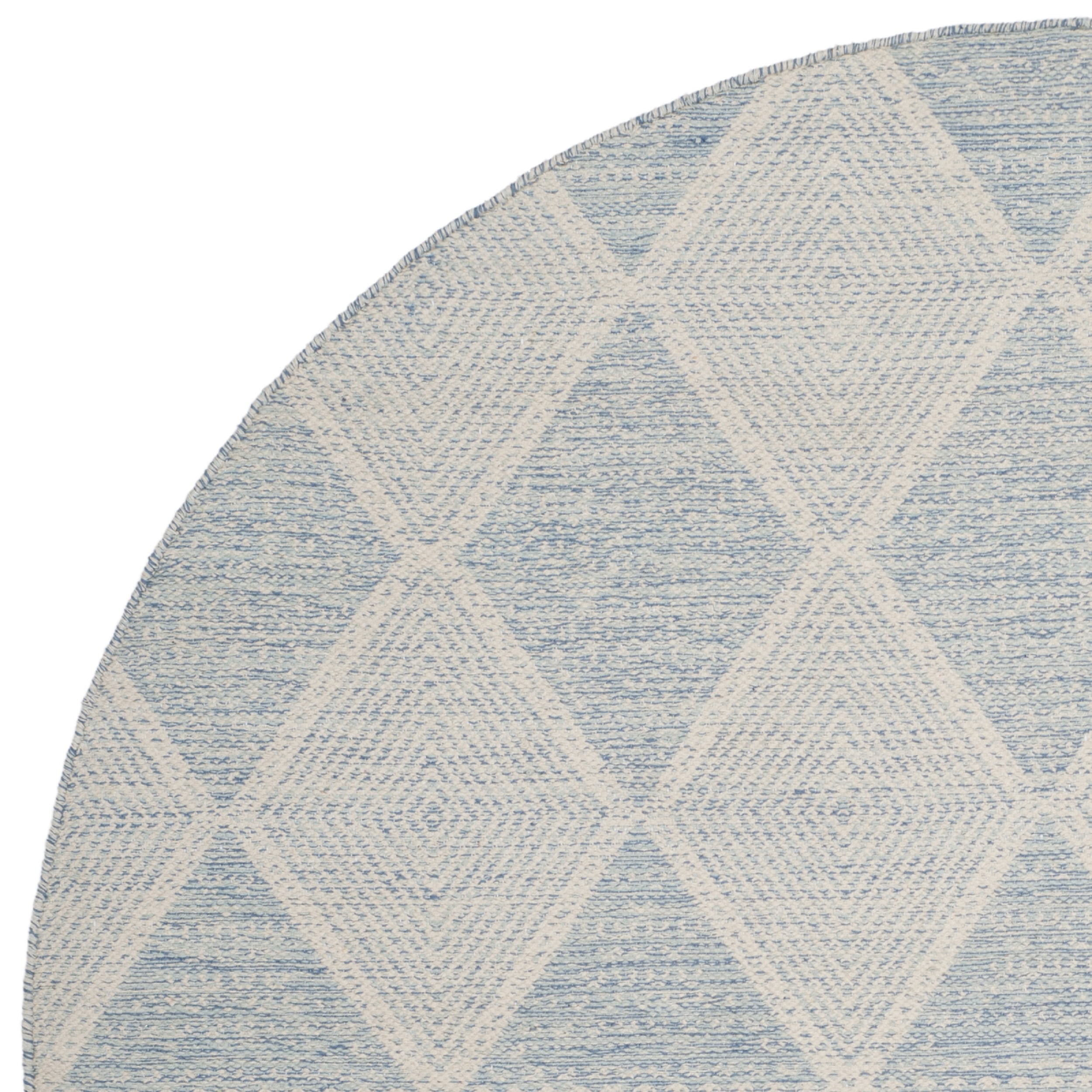 SAFAVIEH Montauk Caleb Geometric Diamond Cotton Area Rug, Light Blue, 6' x 6' Round