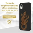 thumbnail image 2 of Wood phone case for iPhone XR compatible protective cell phone cover shockproof slim fit laser engraved Tribal Lizard design Black wood case for Men & Women by CaseYard, 2 of 7