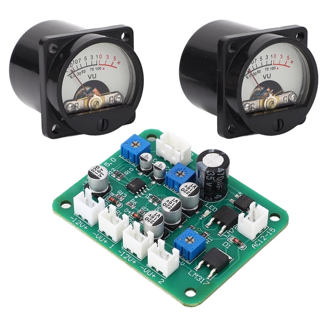Power Amplifier VU Panel Meter, VU Meter Adjustable Resistor 500UA Full Scale Range Accurate High Sensitivity Easy Installation with Driver Board for Repairing