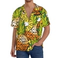 thumbnail image 1 of Balery Tropical Summer Fruit Camisa Casual de Manga Corta con Botones para Hombre, Texturizada, Estilo Cubano, para Playa, Verano-Small, 1 of 5