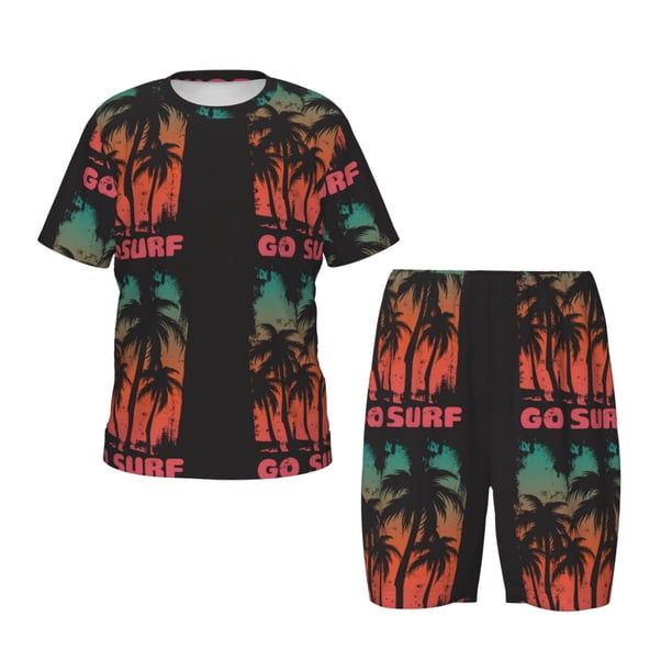 Balery Go Surfer Conjunto de Pijama Infantil de Manga Corta con Estampado – Ropa de Dormir de Algodón Suave-Medium