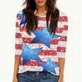 thumbnail image 4 of Women's 250th Anniversary USA Shirt Patriotic American Flag Print Crew Neck 3/4 Sleeve T-Shirt, 4 of 5