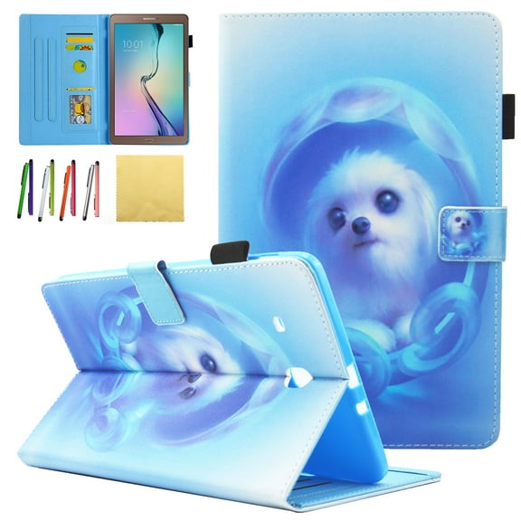 Galaxy Tab E 9.6 Case - Allytech PU Leather Stand Case for Samsung Tab E Wi-Fi / Tab E Nook / Tab E Verizon 9.6-Inch Tablet (Fit SM-T560/T561/T565)(Will Not Fit T560NU/ T567V), Blue Cat