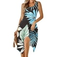 thumbnail image 6 of Womens Casual Tank Dress Floral Sleeveless Summer Midi Dress Asymmetrical Hem Vacation Beach Outfit, 6 of 7