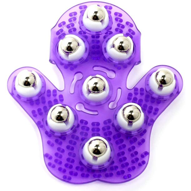 Guantes de rodillo de masaje de tejido profundo para cuello, pecho, pie, tendón de la corva, muslo y tratamiento de cuerpo completo Rodillo de 360 grados Bola de rodillo de metal Tratamiento corporal de aseo (9 cuentas) Ormromra CZYD-HQ157-2