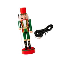 FVDPWYE Christmas Nutcracker Figurine 11.22'' Tall with Lights Standing Decorative Nutcracker Ornament for Desktop Centerpiece Family Green