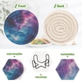 thumbnail image 4 of Yayeee 6 PCS Drink Coasters with Holder Set Woven Absorbent Round Tabletop Hot Pad, Galaxy Pattern, 4 of 7