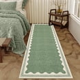 thumbnail image 2 of Nanan 2.5'x8' Scalloped Edge Area Rug, Machine Washable Low-Profile Woven Carpet, Non-Slip Soft Textured Rug for Living Room Bedroom Nursery Home Decor,Grass Green, 2 of 7
