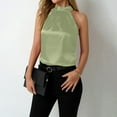 thumbnail image 6 of TTUHYWXI Women's Halter Tank Tops Satin Silk Backless Sleeveless Summer Camisole Going Out Top (Light Green, XL), 6 of 9