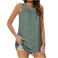 thumbnail image 1 of Timegard Débardeur à Œillets pour Femmes Col Rond Froncé Sans Manches Confortable T-Shirts Décontractés Été, 1 of 2