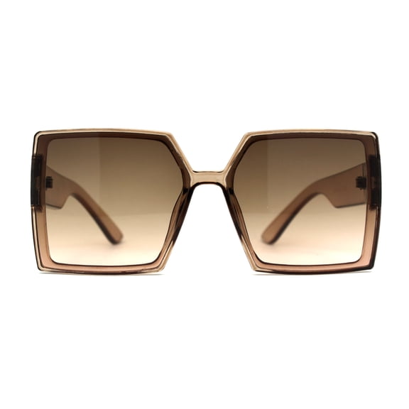 Womens Squared Rectangular Butterfly Plastic Sunglasses Beige Brown