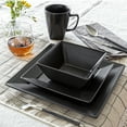 thumbnail image 5 of over&back Dinnerware Set - Porcelain Dish Set with Dinner Plates, Salad Plates, Soup Bowls, Mugs - 16-Piece All-Occasion Place Settings - Square | Black, 5 of 8