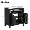 thumbnail image 6 of 30"W Modern Bathroom Vanity with Ceramic Sink & Soft-Close Doors, U-Shaped Adjustable Shelf, Solid Wood Frame & MDF Construction, Black, 6 of 9