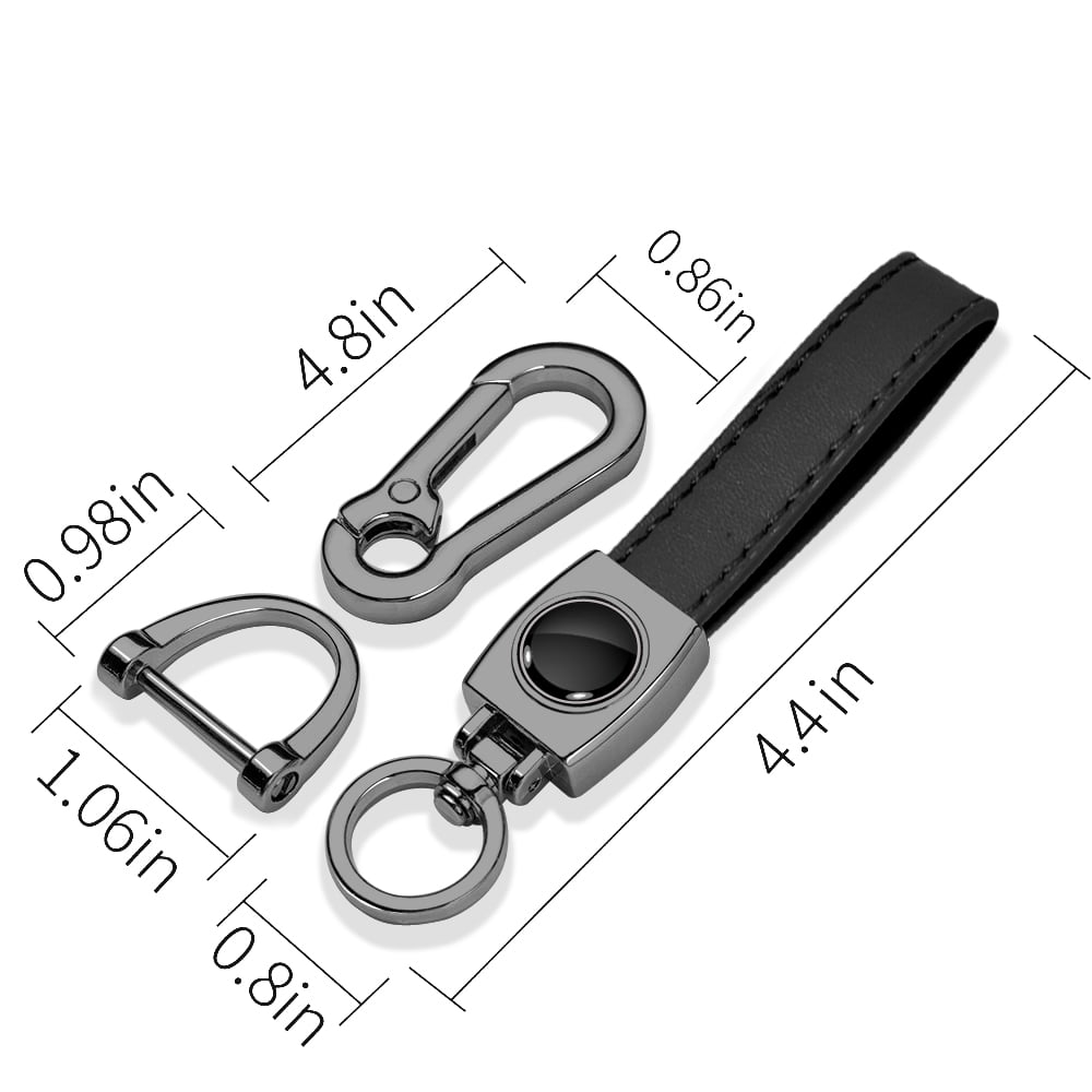 iPick Image for Mopar Logo in Black on Black Leather Loop-Strap Dark Gunmetal Hook Key Chain, Official Licensed