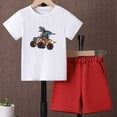 thumbnail image 2 of Staki Baby Boy Clothes Kids Boy Clothes Casual Short Sleeve Polo Shirt + Plaid Print 2Pcs Shorts Summer Clothing Set 2-8Y(White & Red,7-8 Years), 2 of 4