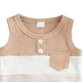 thumbnail image 5 of NOLDARES Baby Boy Summer Clothes Contrast Color Sleeveless Tops Elastic Waist Shorts Toddler Outfits Cute Set(Khaki,18-24 Months), 5 of 6