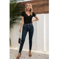thumbnail image 5 of Vichvvy T Shirts for Women Summer Short Sleeves V Neck Slim Fitted Casual Tops Blouses Shirt Basic Tee Black M, 5 of 6