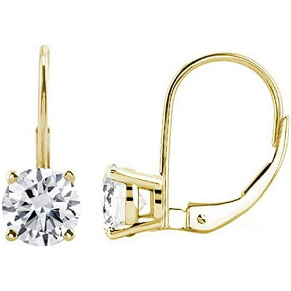 Jewelmore 0.40 Carat to 1 Carat Diamond Leverback Drop Earrings in 14K Gold - Certified