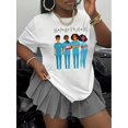 thumbnail image 2 of [1pc Nurses Print T-Shirt] 1pc Women'S Casual Round Neck T-Shirt with SISTAS Nurses and Doctors Print, Polyester Knit Fabric, Regular Length, All Seasons, 2 of 7