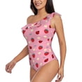 thumbnail image 2 of Easygdp Strawberry and Ladybugs Women's One Shoulder Ruffle Monokini Bathing Suits with Removable Chest Pad, Quick Drying - XX-Large, 2 of 8
