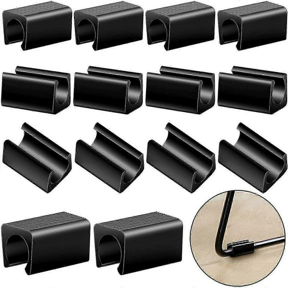 40pcs Chair Leg Protectors Rectangular Chair Leg Clips Plastic Covers Floor Slide Compatible U-Shaped Non-Slip Black Pipe Caps - Sy