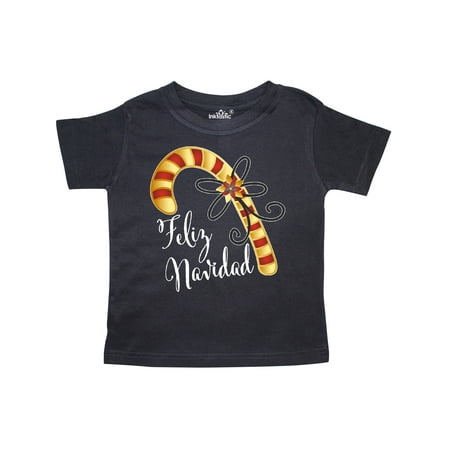 

Inktastic Feliz Navidad Red and Gold Candy Cane Gift Toddler Boy or Toddler Girl T-Shirt