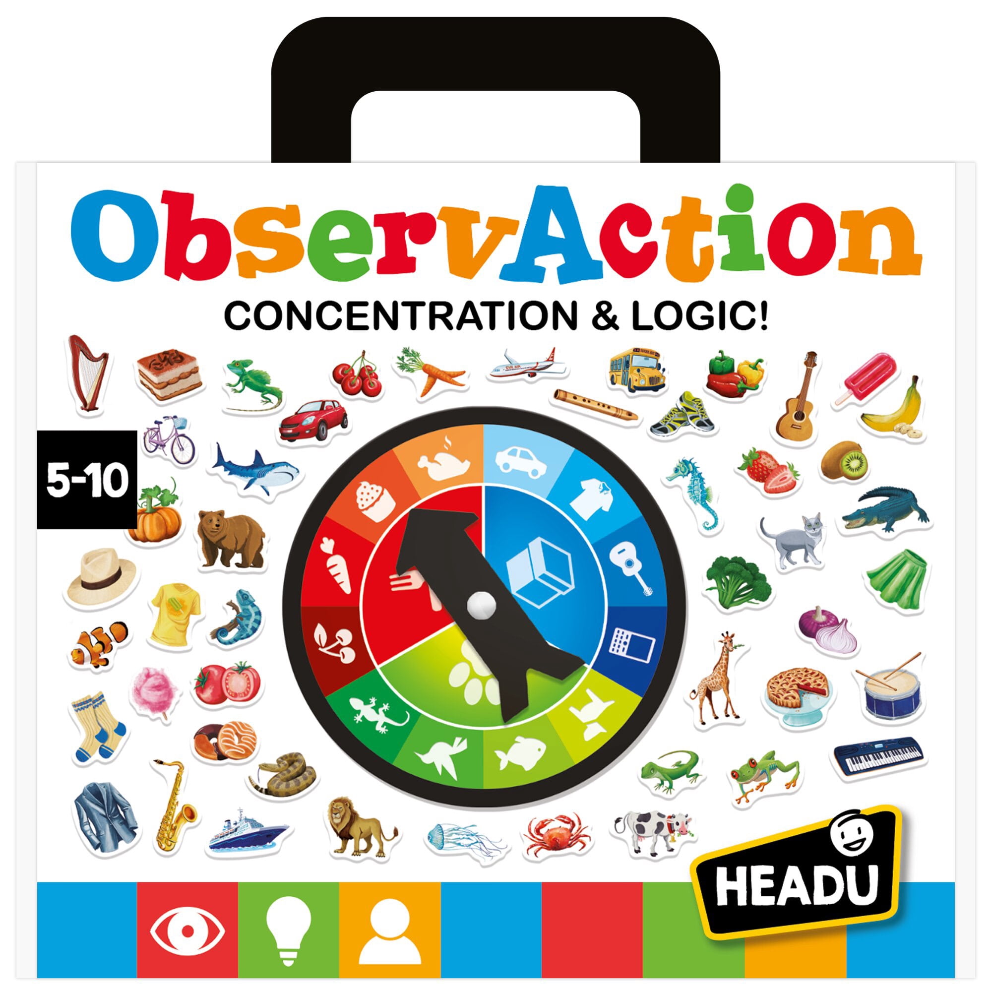 Headu: ObservAction - Concentration & Logic Game, Race To Gather Object Titles That Match The Spinner Category, Visual Memory & Speed Play, Kids 5-10