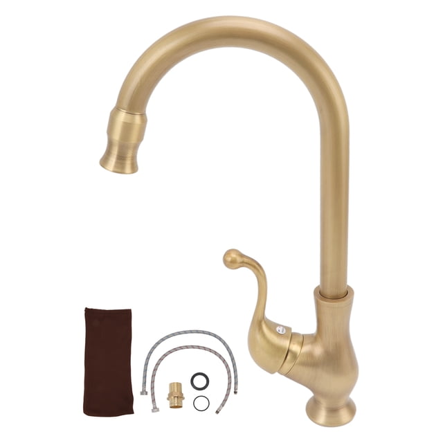 Grifo de cocina de una sola palanca, extraíble, para agua fría y caliente, grifo para lavabo de baño de latón vintage