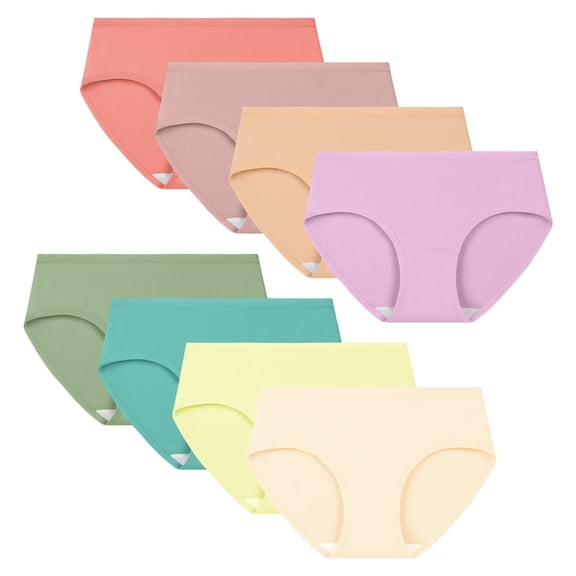 INNERSY Girls Cotton Underwear Full Coverage Breathable Briefs 8 Pack for Teens Age 8-16(L,colorful)
