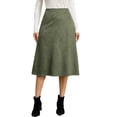 thumbnail image 2 of Faux Suede Midi Skirt for Women Vintage High Waisted A-Line Trendy Fall Winter Business Causal Skirts S, 2 of 8