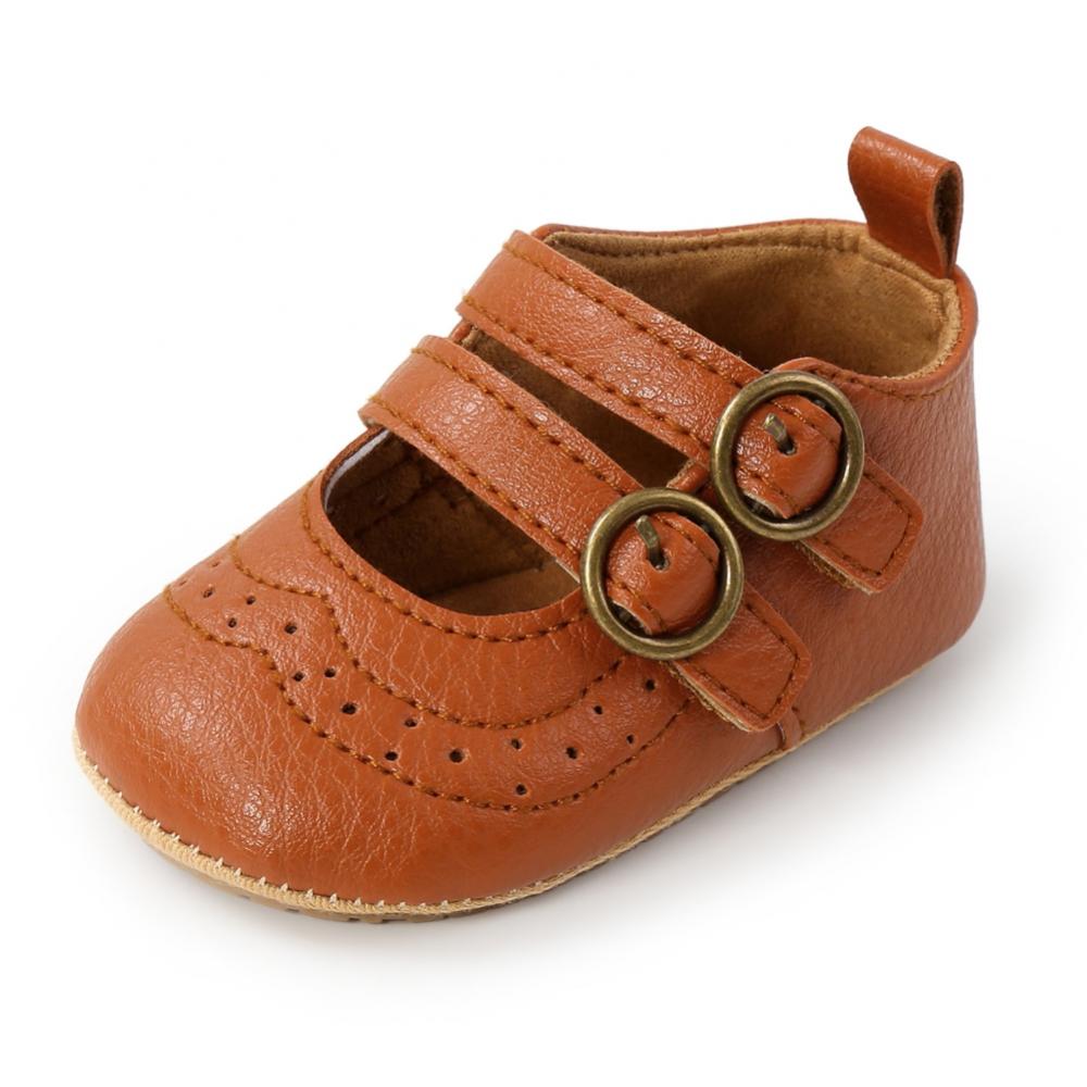 Fashion Buckle PU Leather Baby Shoes Newborn Infant Girl Classical Soft Anti-slip Toddler Moccasins Princess Wedding Dress Shoes 0-18M - image 3 of 7