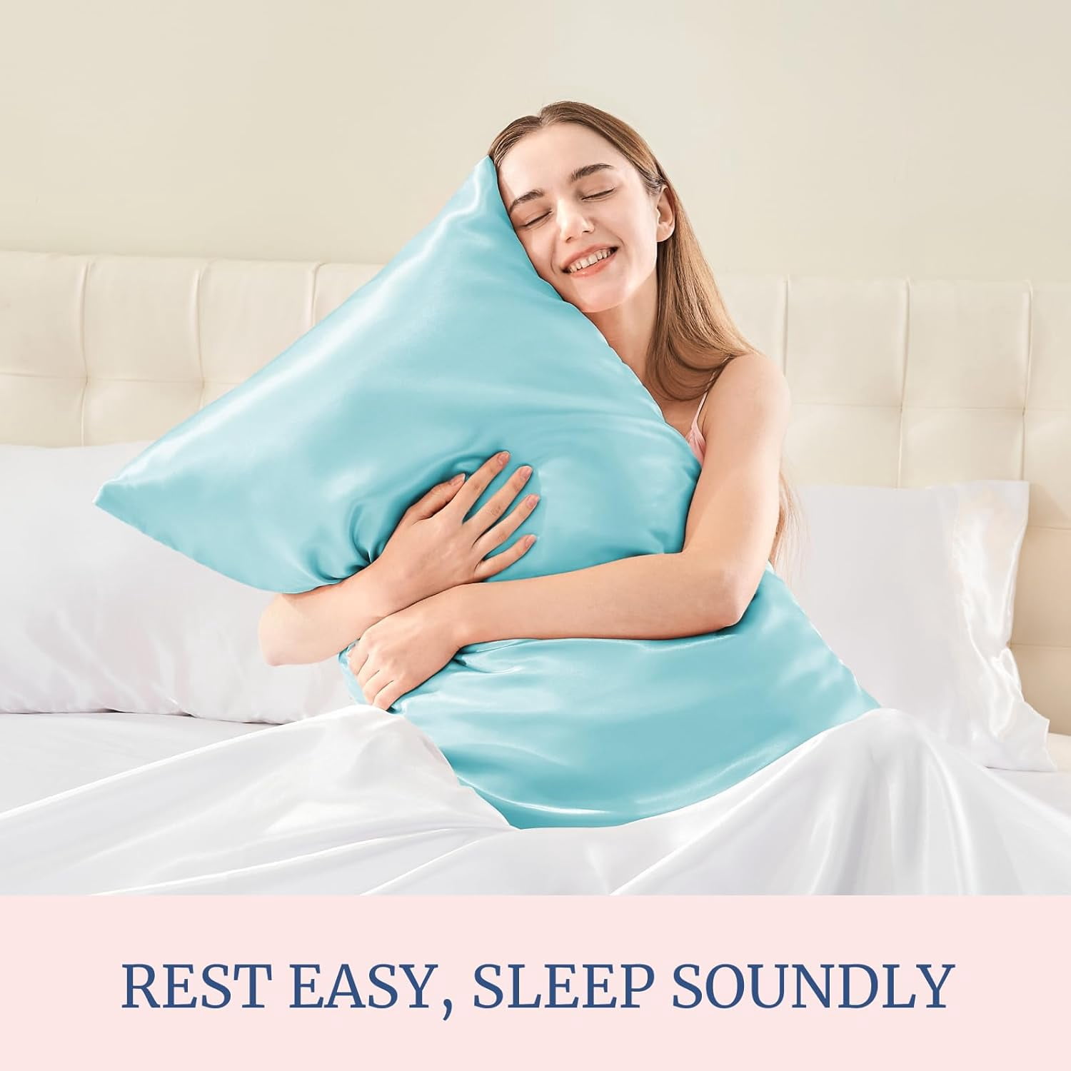 Satin Pillowcase for Hair and Skin, Super Soft Similar to Silk Pillow Cases 4 Pack with Envelope Closure, Cooling Pillowcases for Women Men (20"x30" Queen Size, Blue)