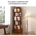 thumbnail image 5 of Shees Rotating Corner Bookshelf - 6 Tier Walnut Wood Shelf with Wheels for Small Spaces, 5 of 18