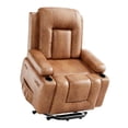 thumbnail image 1 of Bingirl Fauteuil Inclinable Rétro de 22 Pouces en Cuir Brun Rembourré avec Assistance au Levage, 1 of 8