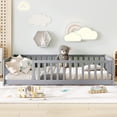thumbnail image 2 of Bellemave Full Size Montessori Bed Frame with Slats and Rails, Solid Wood Full Floor Bed for Kids/Boys/Girls, No Box Spring Needed (Gray), 2 of 6
