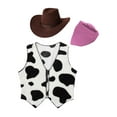 thumbnail image 2 of Doomiva Haloween Cowboy Outfit for Kids Cowboy Hat Vest and Bandanna for Carnival Party Cow&Pink 14, 2 of 6