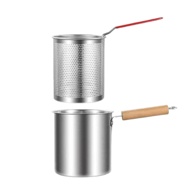 Olla freidora con cesta coladora Herramienta de cocina Resistente Práctica 3L Freidora profunda Sin pinzas