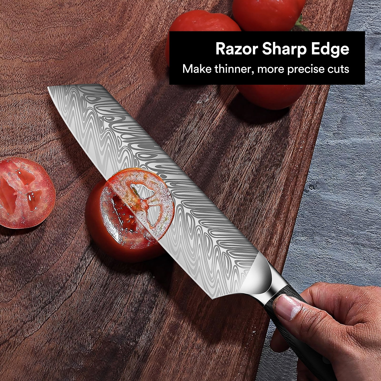 Badiano 8" Kiritsuke Cleaver Chef Knife,Steel Blade Meat Butcher Knife with 3 Rivet Handle,Silver