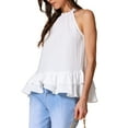 thumbnail image 4 of INSPIRE CHIC Halterneck Peplum Top for Women's 2025 Sleeveless Blouse S White, 4 of 6