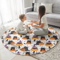 thumbnail image 3 of Halloween Black Cats with Pumpkins and Witch Hats Round Blanket,Comfortable Soft Flannel Throw Blanket,All Season,Warm Lightweight Blankets for Sofa Bed Couch Living Room Chair 60"x60", 3 of 5