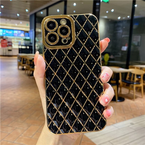 Funda de teléfono de silicona con marco chapado cuadrado de lujo para iPhone 14 Pro Max, 13, 12, 11, X, Xs, Xr, 7, 8 Plus, cubierta protectora de lente Fivean unisex