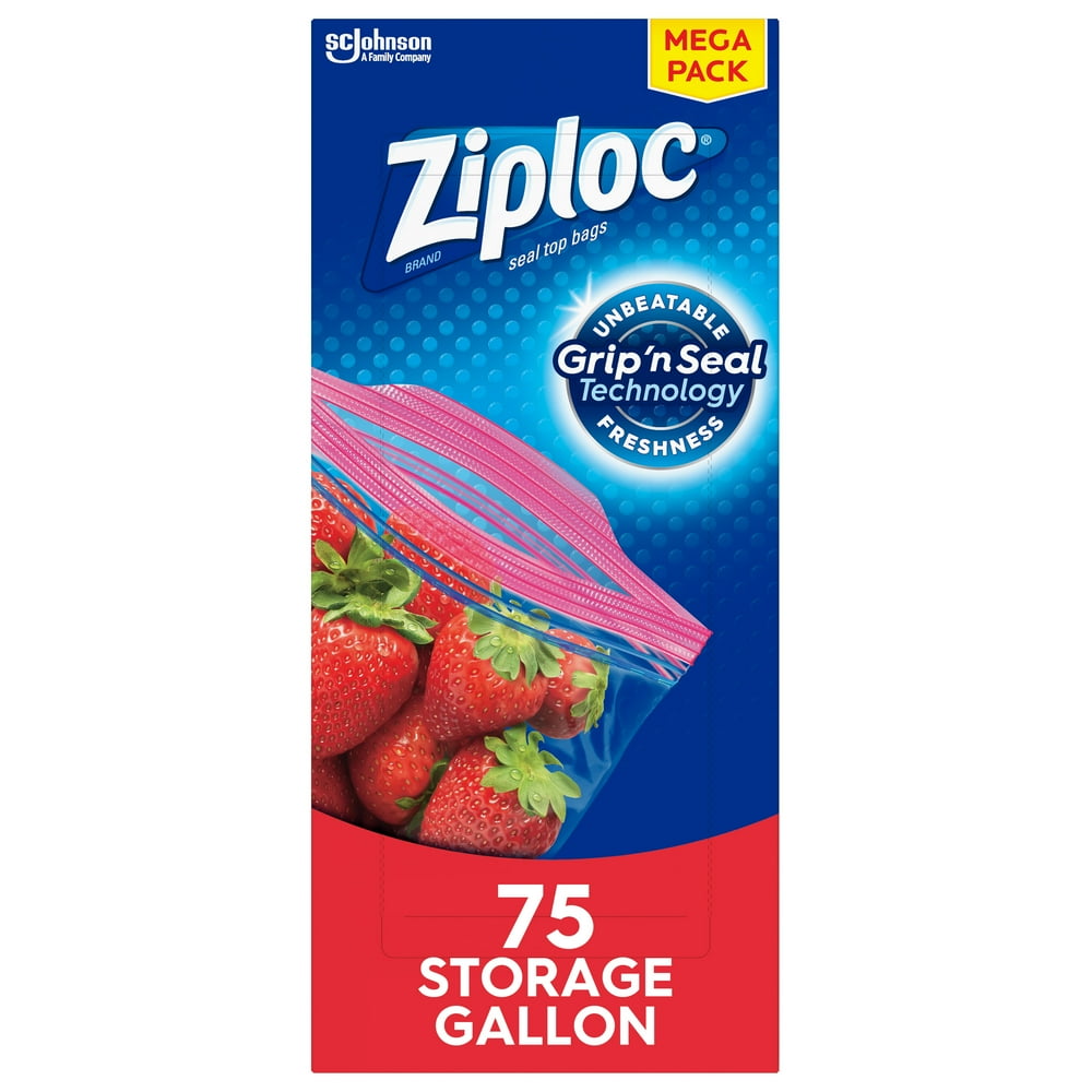 Ziploc Brand Storage Gallon Bags with Grip 'n Seal Technology, 75 Count