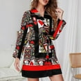 thumbnail image 3 of CASINO RED QUEEN OF HEARTS PATTERN RED-BLACK ART Night Robe Long Sleeve V Neck Robe With Belt Women's Sleepwear Dresses, 3 of 9