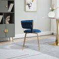 thumbnail image 3 of Velvet Dining Chairs, Mid-Century Living Room Chair with Golden Metal Legs, Woven Back Upholstered Dining Chairs, Accent Desk Chair Living Room Bedroom Office Waiting Room(Navy,Set of 8), 3 of 10